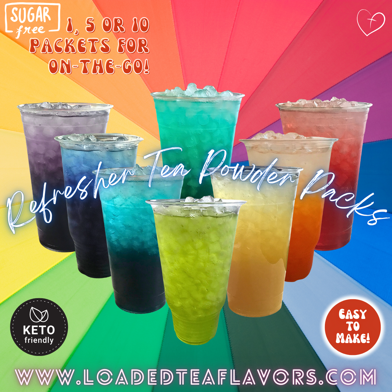 Refresher Green Tea Keto Friendly Beverage Powder Packets Zero Carb Drink Mix 0 Calories Sugar Free