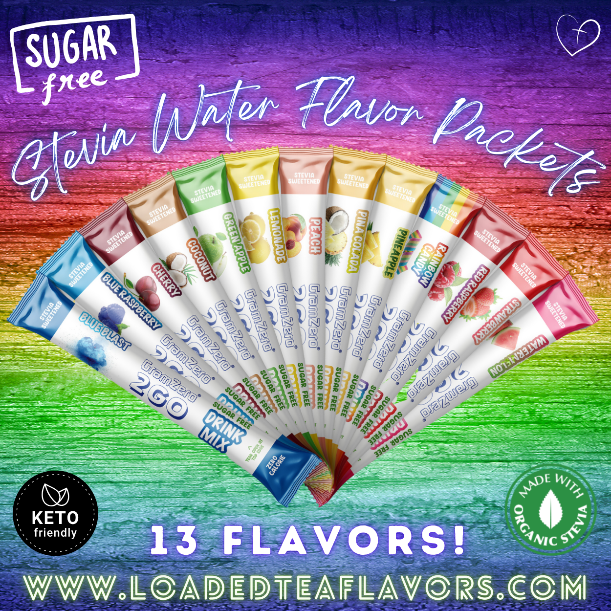 Stevia Water Flavor Packets Sugar Free Keto Drink Mixes