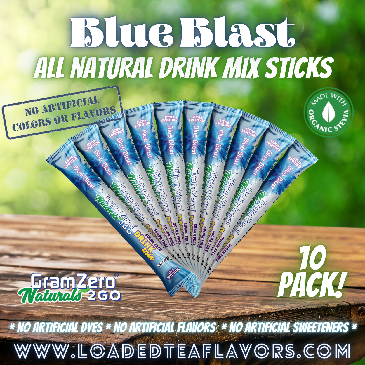 BLUE BLAST ALL-NATURAL Stevia Water Flavor Packets 🚀 Sugar Free Flavoring Packets For Water & Loaded Tea Kits 🥤