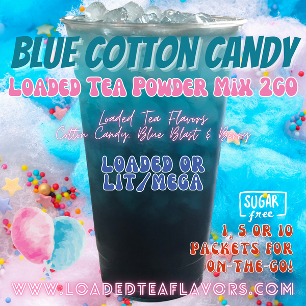 Blue Cotton Candy Tea Energy Drink 🥤 Loaded Tea Mix 2GO Packets Blue Cotton Candy Tea Energy Drink 🥤 Loaded Tea Mix 2GO Packets