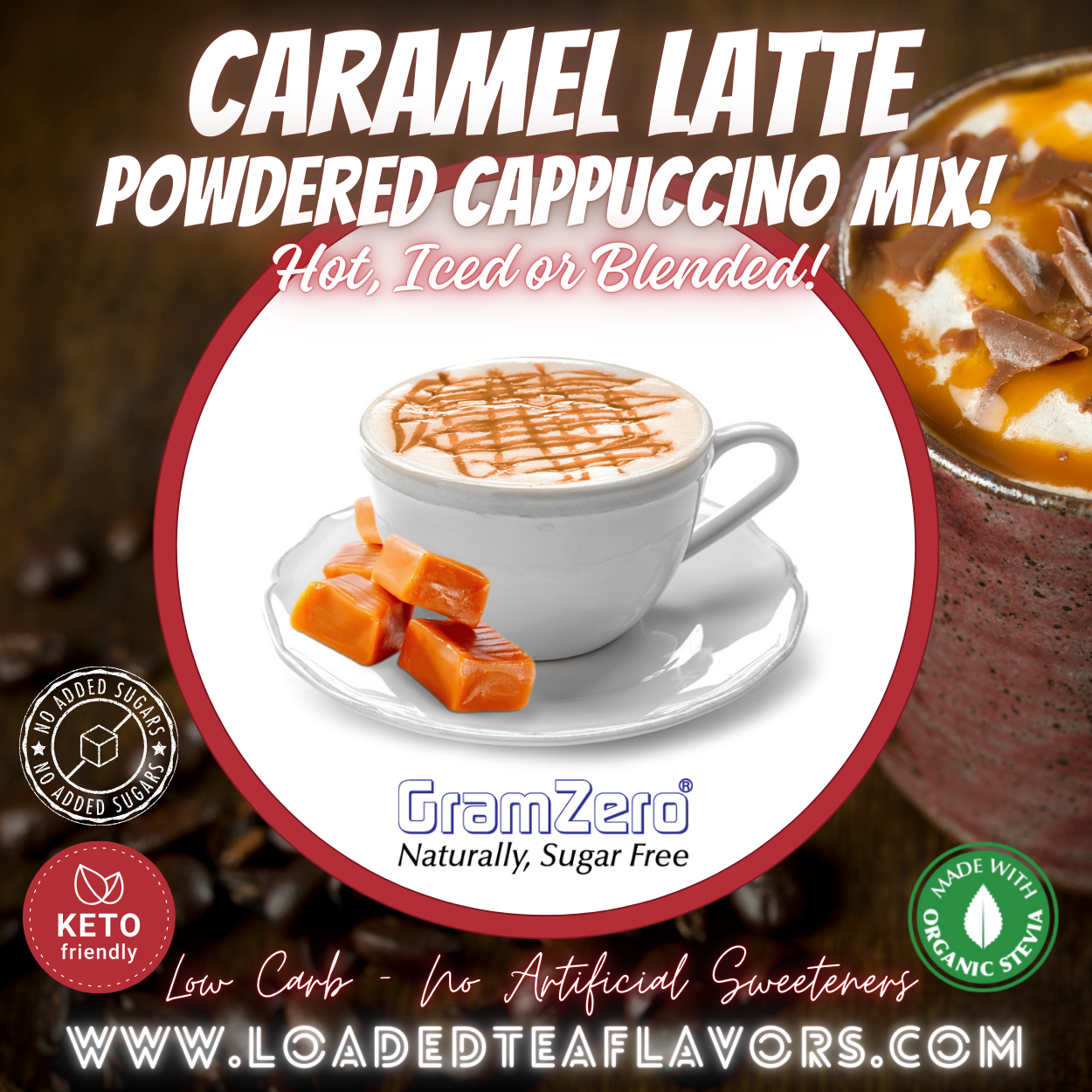 CARAMEL LATTE Flavored Instant Coffee ☕ Powdered Cappuccino Mix