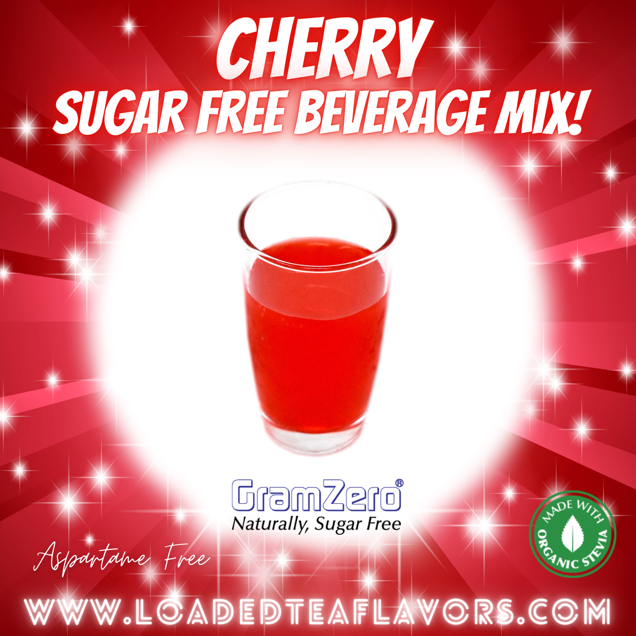 Cherry Sugar Free Beverage Mix Loaded Tea Flavoring Aspartame Free Drink GramZero