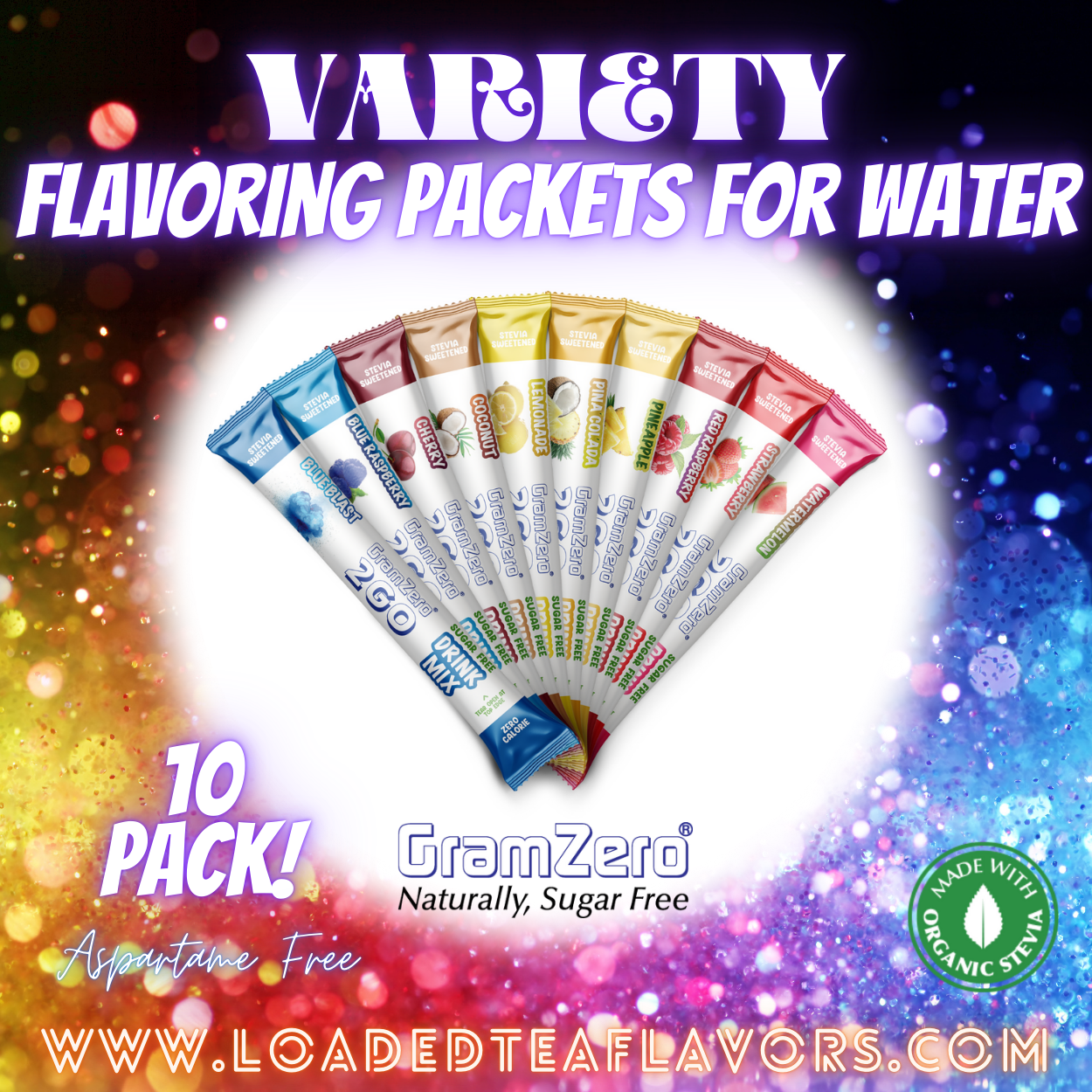 Variety Flavoring Packets For Water and Loaded Tea Kits Sugar Free Drink Mix Powder