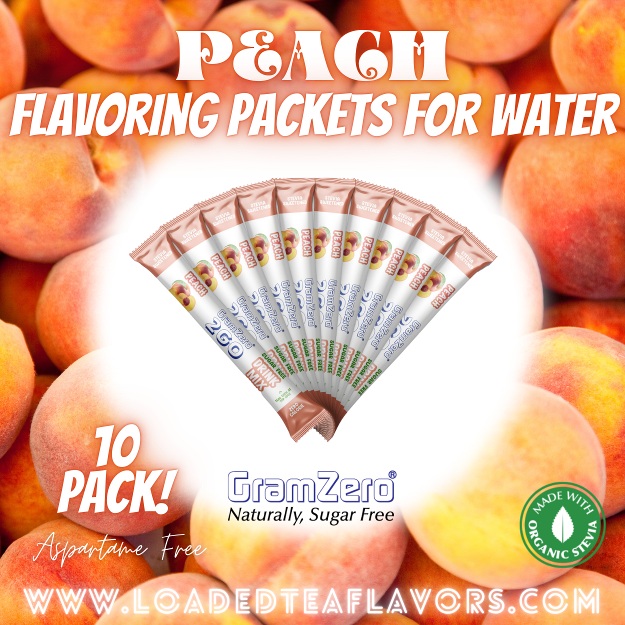 Peach Flavoring Packets For Water and Loaded Tea Kits Sugar Free Drink Mix Powder
