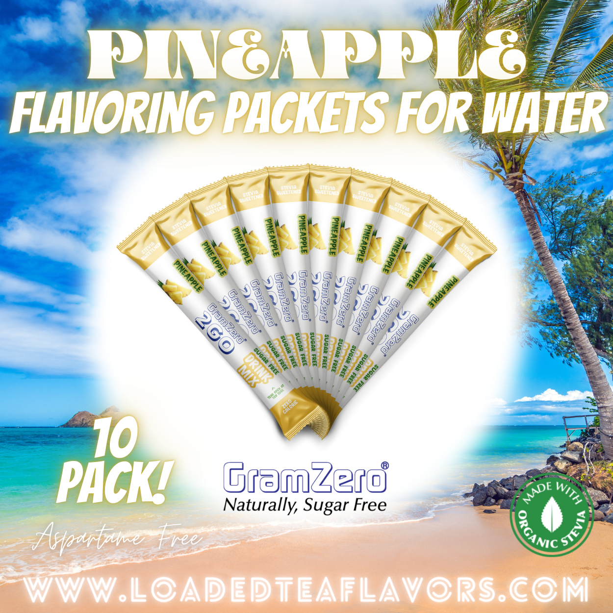 Pineapple Flavoring Packets For Water and Loaded Tea Kits Sugar Free Drink Mix Powder