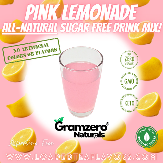 Pink Lemonade All-Natural Sugar Free Drink Mix Non-GMO Beverage Mix Loaded Tea Flavoring Aspartame Free Keto Friendly GramZero