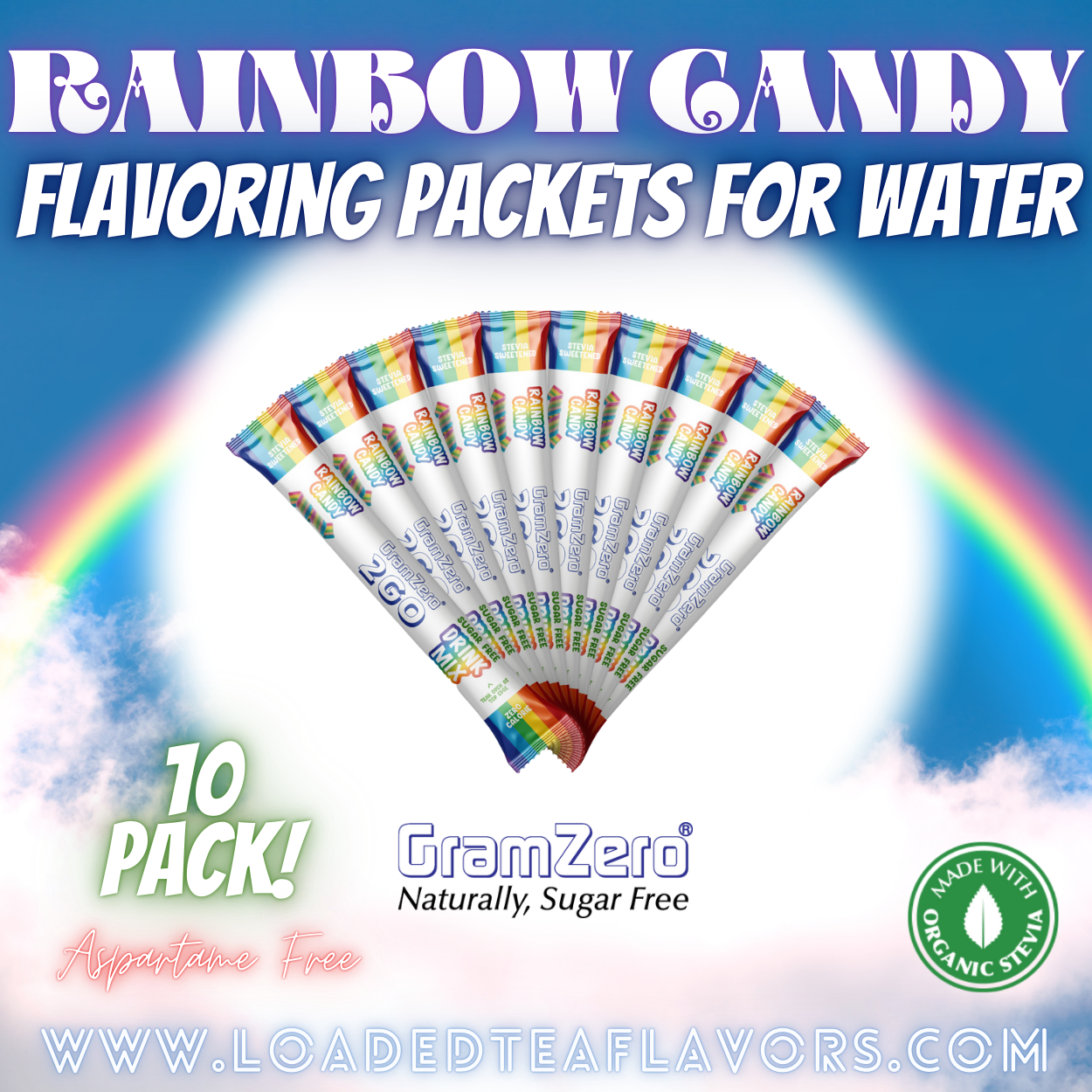 Rainbow Candy Flavoring Packets For Water and Loaded Tea Kits Sugar Free Drink Mix Powder