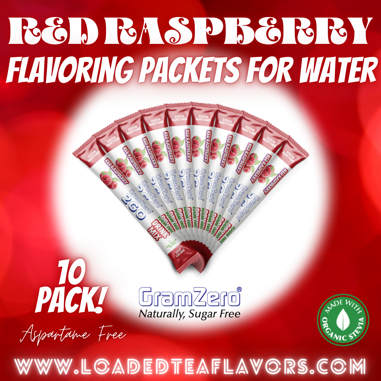 Red Raspberry Flavoring Packets For Water and Loaded Tea Kits Sugar Free Drink Mix Powder