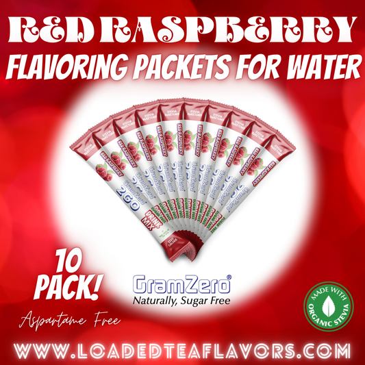 Red Raspberry Flavoring Packets For Water and Loaded Tea Kits Sugar Free Drink Mix Powder