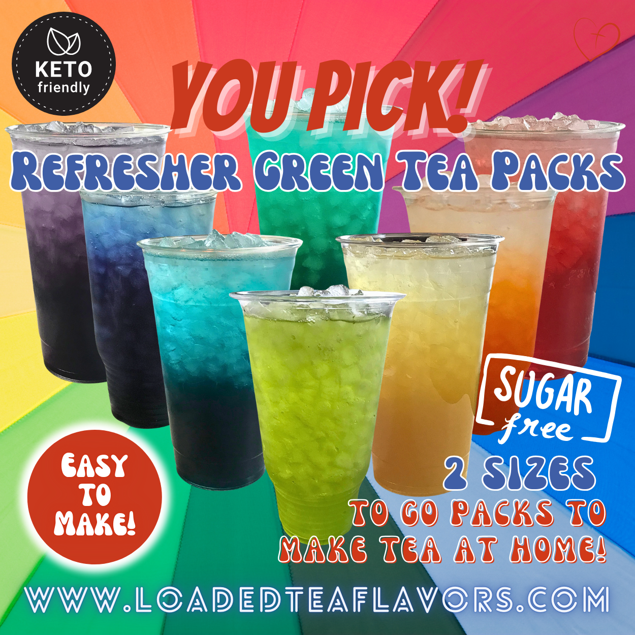 Variety Pack Refresher Green Tea Keto Friendly Beverage Powder Packets Zero Carb Drink Mix 0 Calories Sugar Free