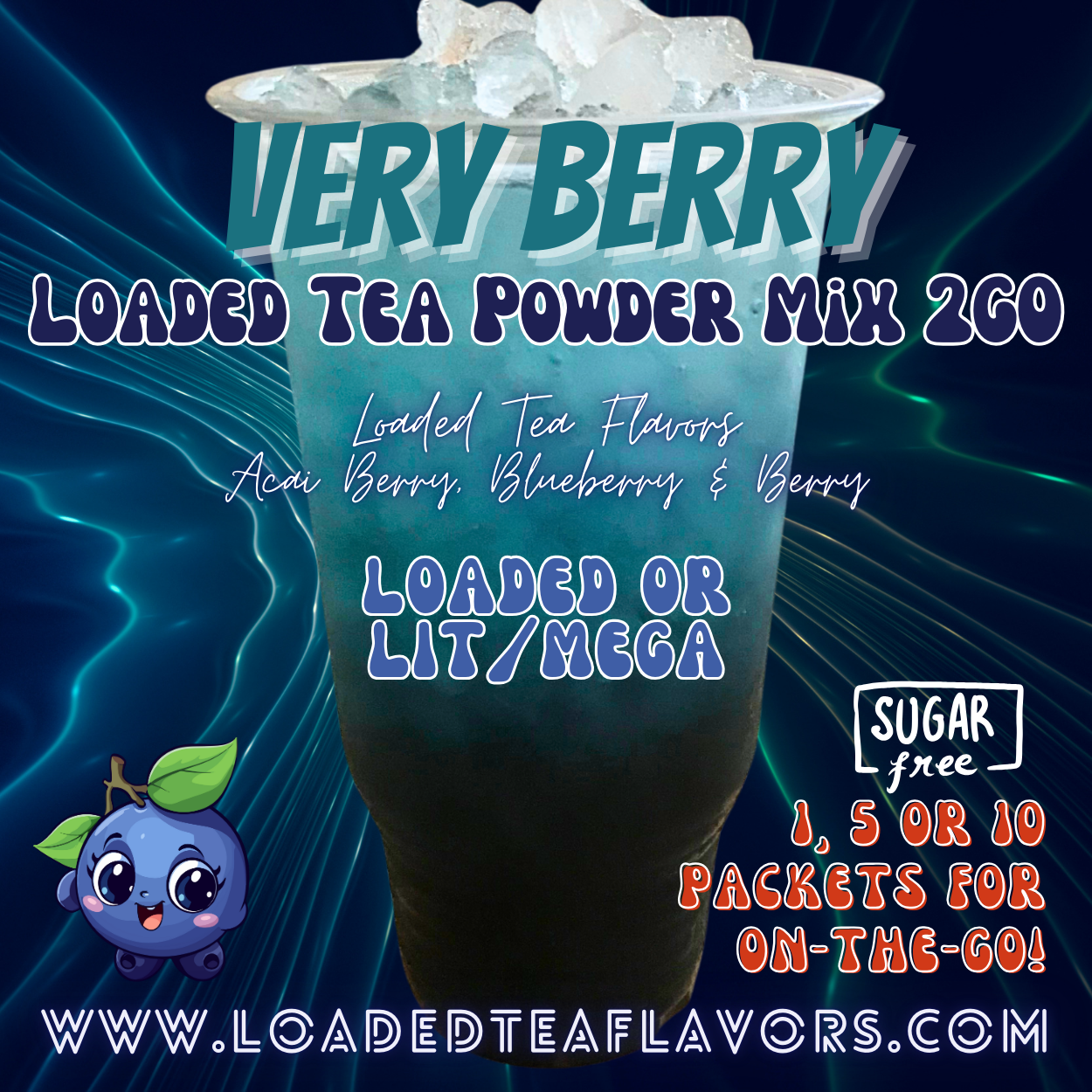 Very Berry Loaded Tea Powder Mix for Vitamin Tea Energy Drink Make Loaded Teas at Home Lit Mega