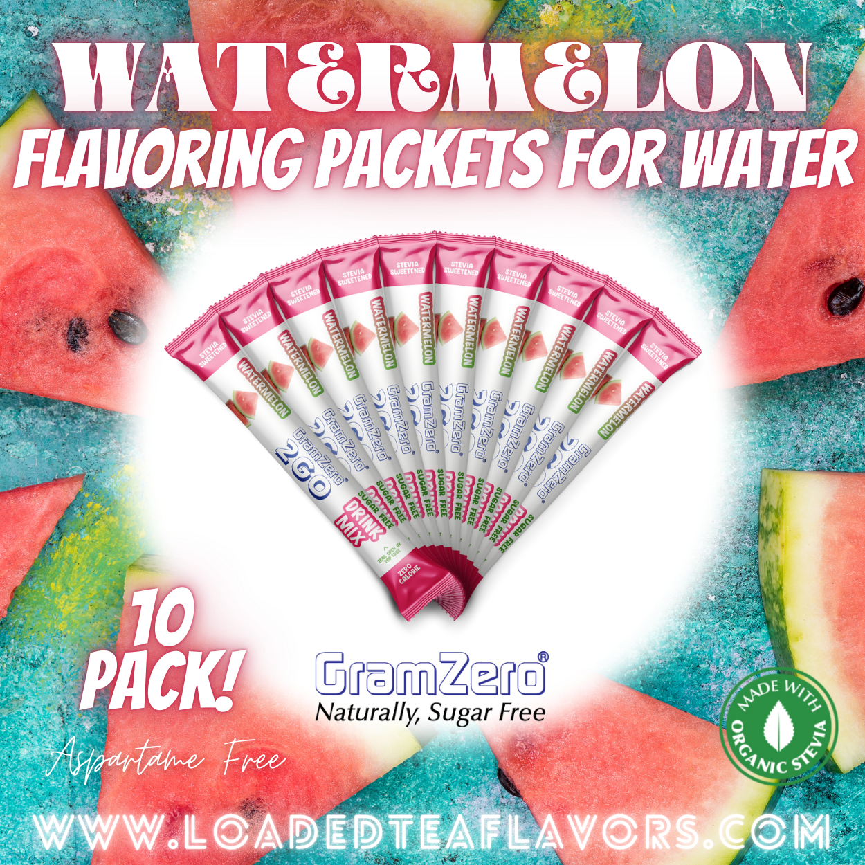 Watermelon Flavoring Packets For Water and Loaded Tea Kits Sugar Free Drink Mix Powder