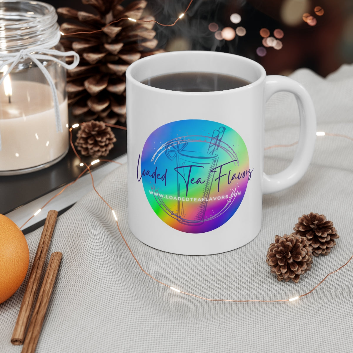 Loaded Tea Flavors Signature White Ceramic Mug 11oz