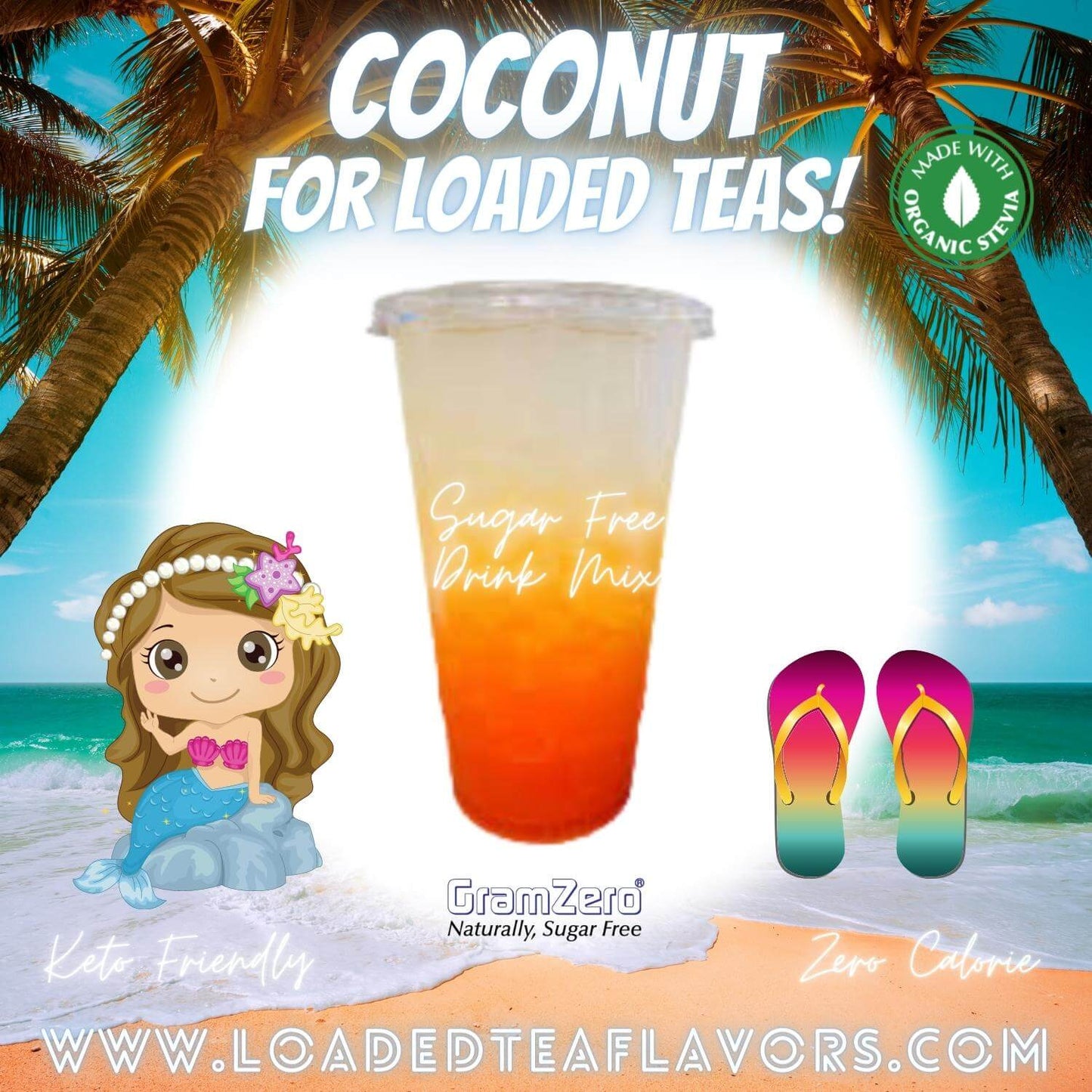 Coconut Loaded Tea Flavoring Sugar Free Drink Mix Without Aspartame or Artificial Sweeteners GramZero Beverage Mixes