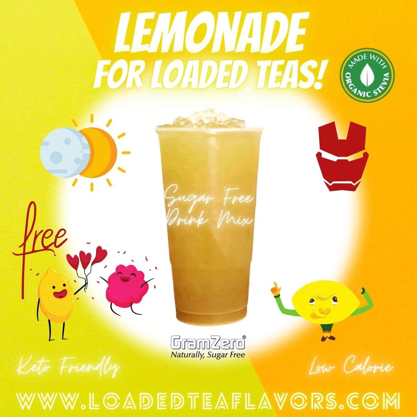 Lemonade Loaded Tea Flavoring Sugar Free Drink Mix Without Aspartame or Artificial Sweeteners GramZero Beverage Mixes