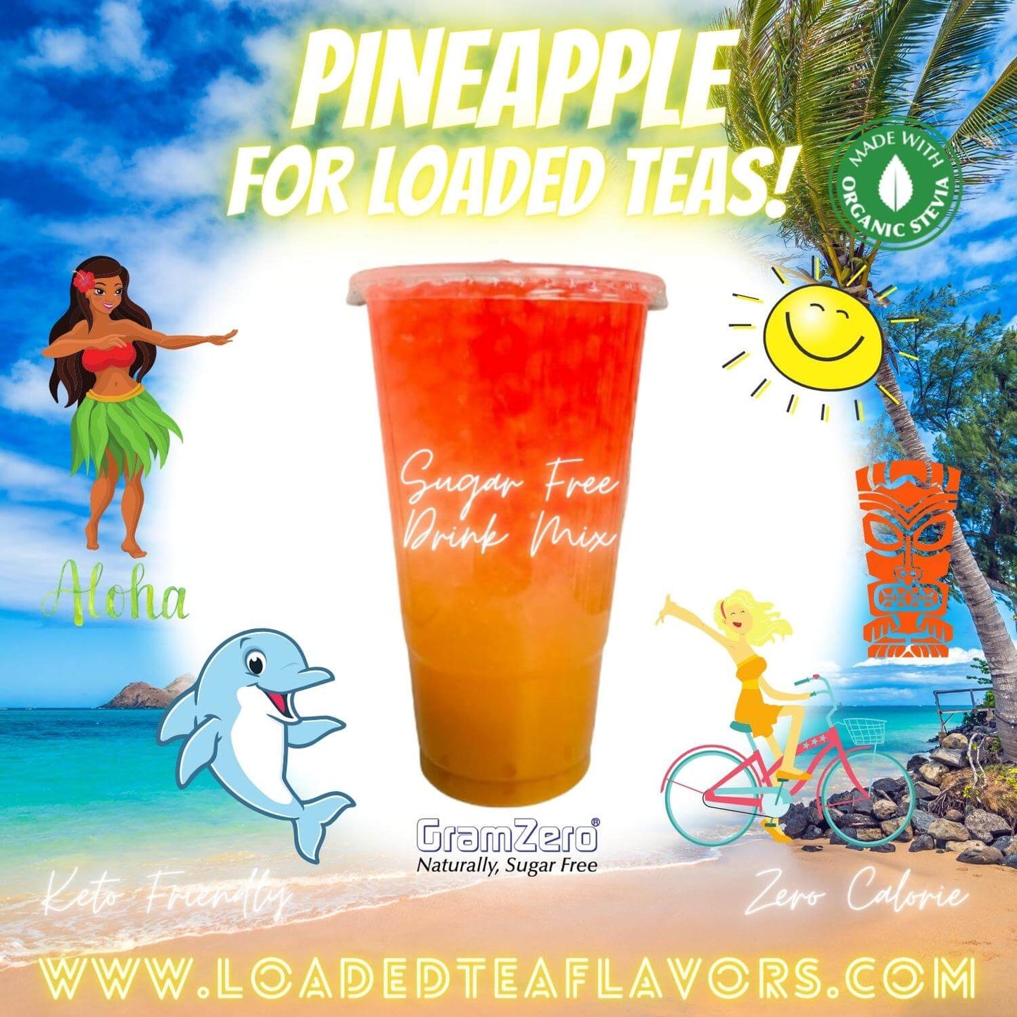 Pineapple Loaded Tea Flavoring Sugar Free Drink Mix Without Aspartame or Artificial Sweeteners GramZero Beverage Mixes