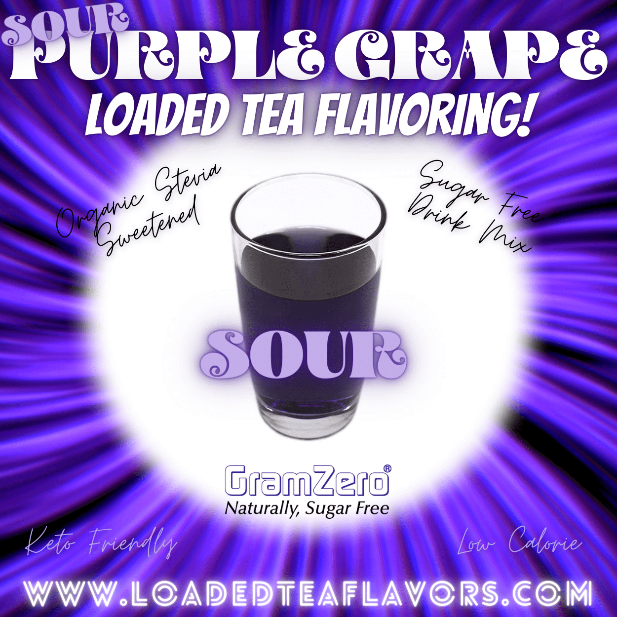 Sour Purple Grape Loaded Tea Flavoring Sugar Free Drink Mix Without Aspartame or Artificial Sweeteners GramZero Beverage Mixes