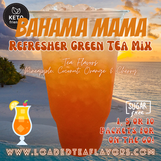 Bahama Mama Refresher Green Tea Keto Friendly Beverage Powder Packets Zero Carb Drink Mix 0 Calories Sugar Free