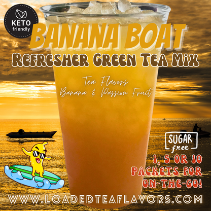 Banana Boat Refresher Green Tea Keto Friendly Beverage Powder Packets Zero Carb Drink Mix 0 Calories Sugar Free