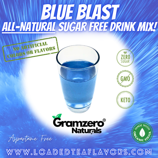 Blue Blast All-Natural Sugar Free Drink Mix Non-GMO Beverage Mix Loaded Tea Flavoring Aspartame Free Keto Friendly GramZero