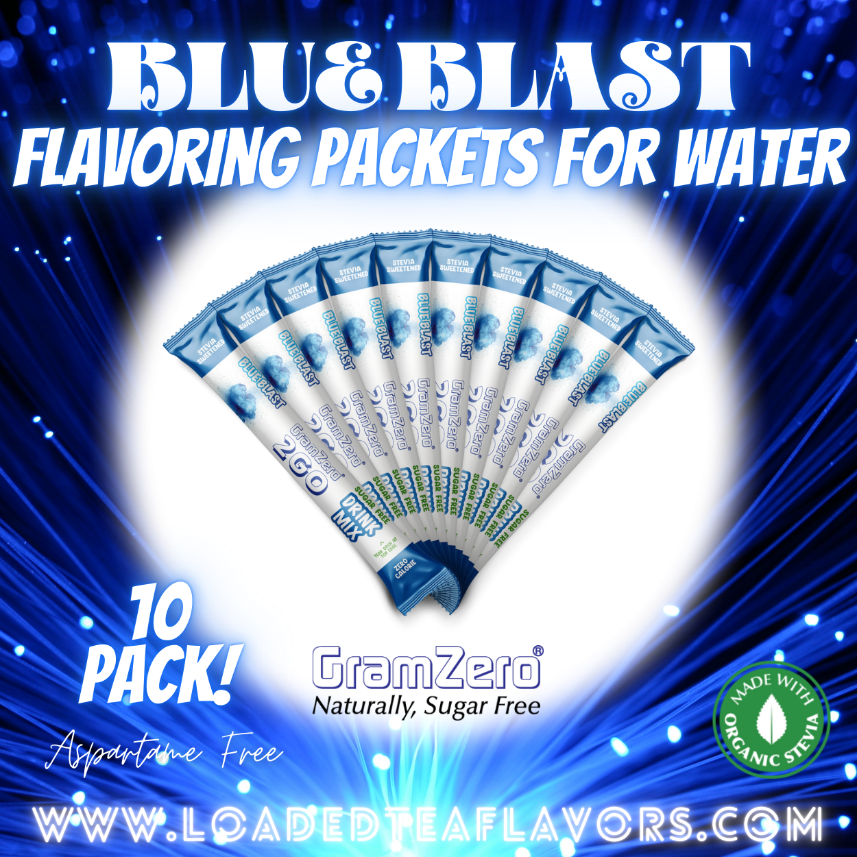 Blue Blast Flavoring Packets For Water and Loaded Tea Kits Sugar Free Drink Mix Powder