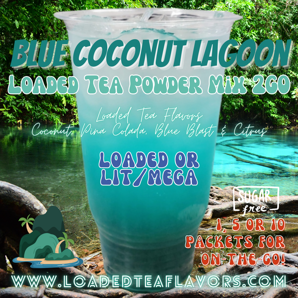 Blue Coconut Lagoon Tea Energy Drink 🥤 Loaded Tea Mix 2GO Packets