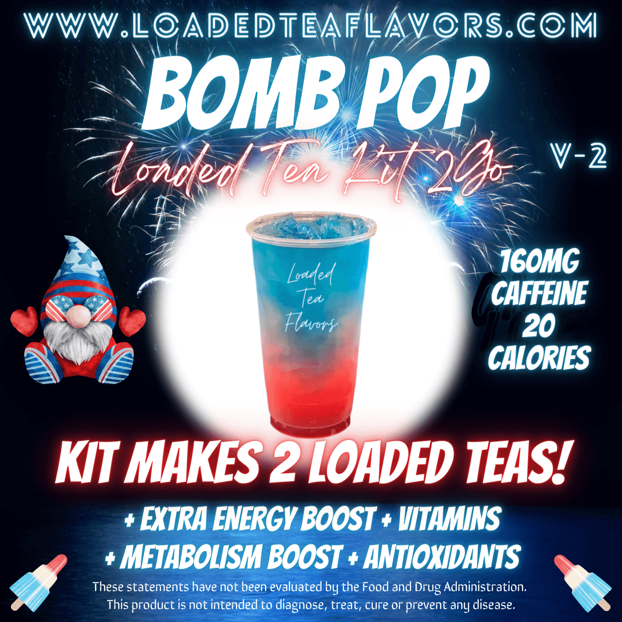 Bomb Pop Flavored 💣🚀 Loaded Tea Kit 2GO ~ Makes 2-32oz Teas
