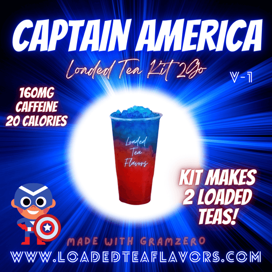 Captain America® Flavored 🚀 Loaded Tea Kit 2GO ~ Makes 2-32oz Teas