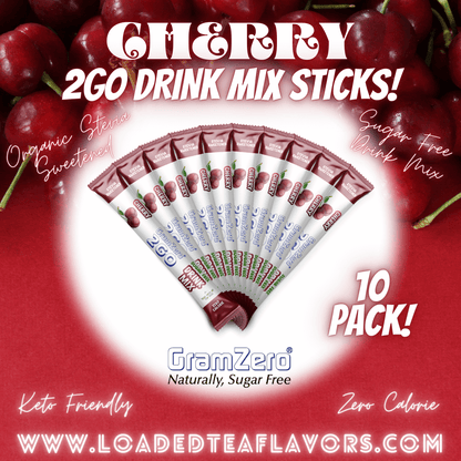 CHERRY 2GO Sugar Free Drink Mix Sticks: 10 Pack 🍒 Flavor Loaded Teas