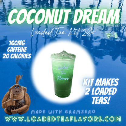 Coconut Dream Flavored 🌴 Loaded Tea Kit 2GO ~ Makes 2-32oz Teas