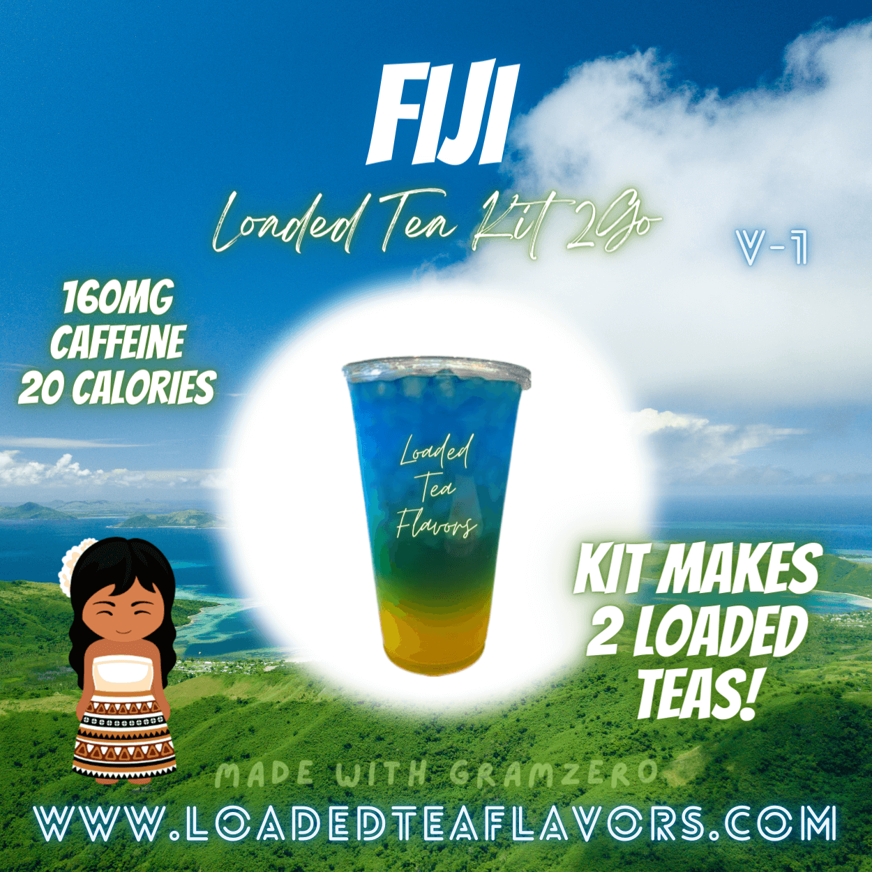 Fiji Flavored  🇫🇯 Loaded Tea Kit 2GO ~ Makes 2-32oz Teas