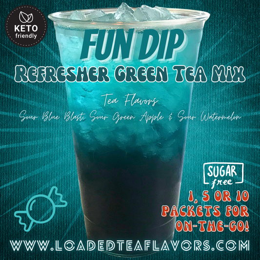 Fun Dip Refresher Green Tea Keto Friendly Beverage Powder Packets Zero Carb Drink Mix 0 Calories Sugar Free