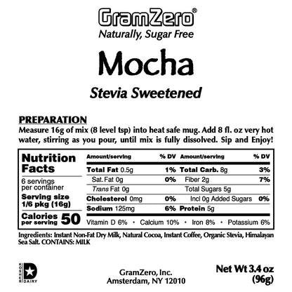 MOCHA ☕ No Sugar Added | Instant Stevia Hot Beverage Mix