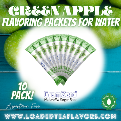 Green Apple Flavoring Packets For Water and Loaded Tea Kits Sugar Free Drink Mix Powder