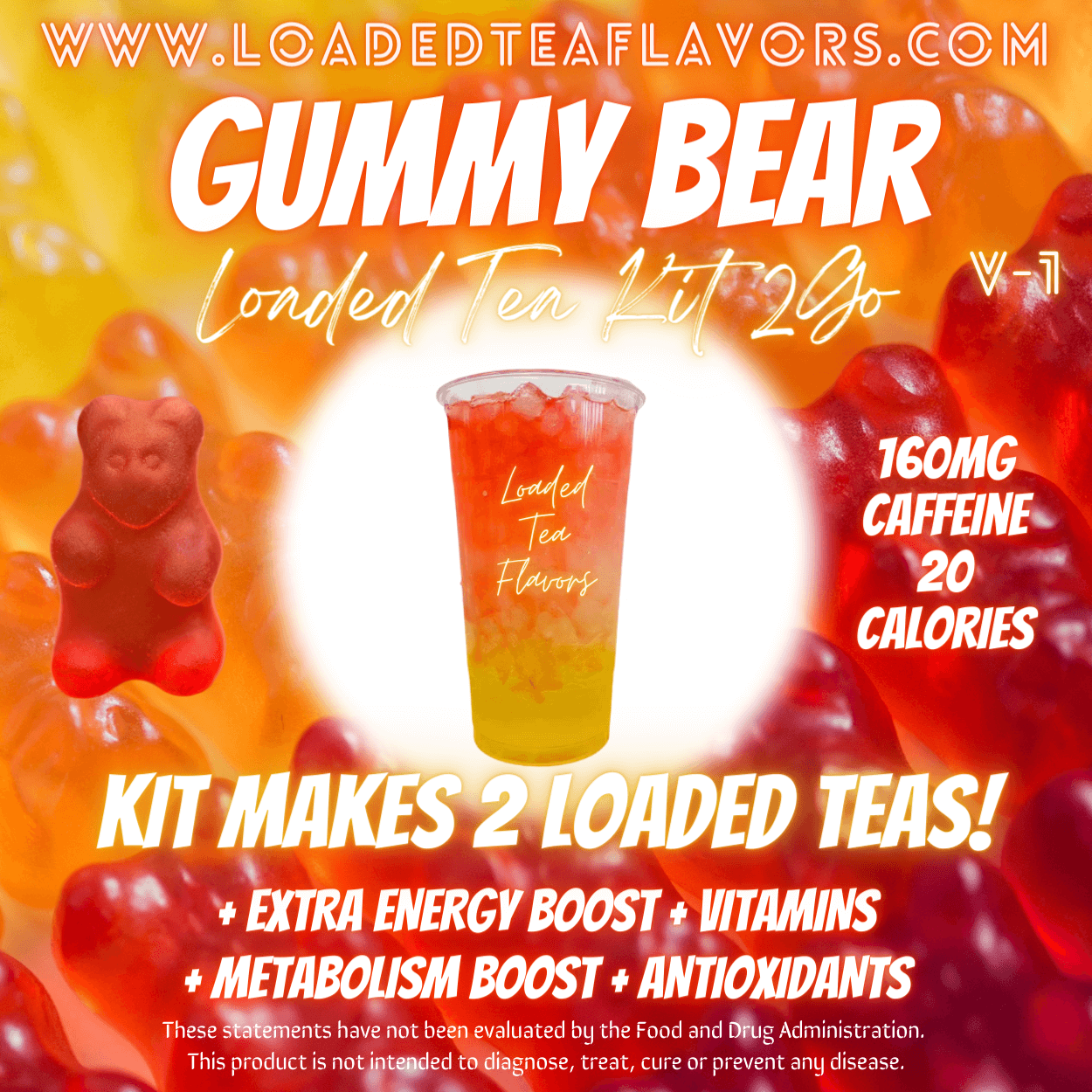 Gummy Bear Flavored 🐻 Loaded Tea Kit 2GO ~ Makes 2-32oz Teas