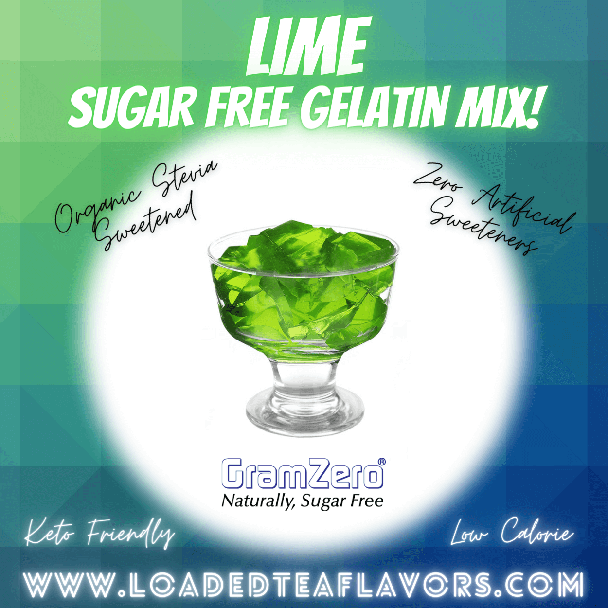 Gramzero Lime Sugar Free Gelatin Mix Stevia Sweetened Low Calorie Keto Friendly