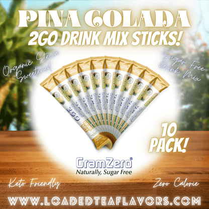 PINA COLADA 2GO Sugar Free Drink Mix Sticks: 10 Pack 🌴 Flavor Loaded Teas