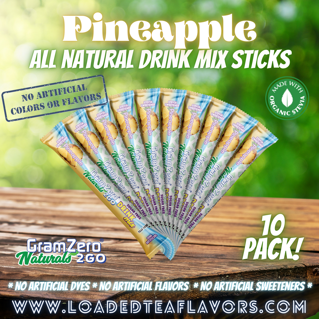 PINEAPPLE ALL-NATURAL Stevia Water Flavor Packets 🍍 Sugar Free Flavoring Packets For Water & Loaded Tea Kits 🥤