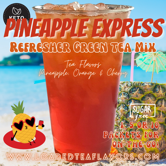 Pineapple Express Refresher Green Tea Keto Friendly Beverage Powder Packets Zero Carb Drink Mix 0 Calories Sugar Free
