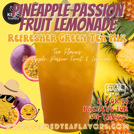 Pineapple Passion Fruit Lemonade Refresher Green Tea Keto Friendly Beverage Powder Packets Zero Carb Drink Mix 0 Calories Sugar Free