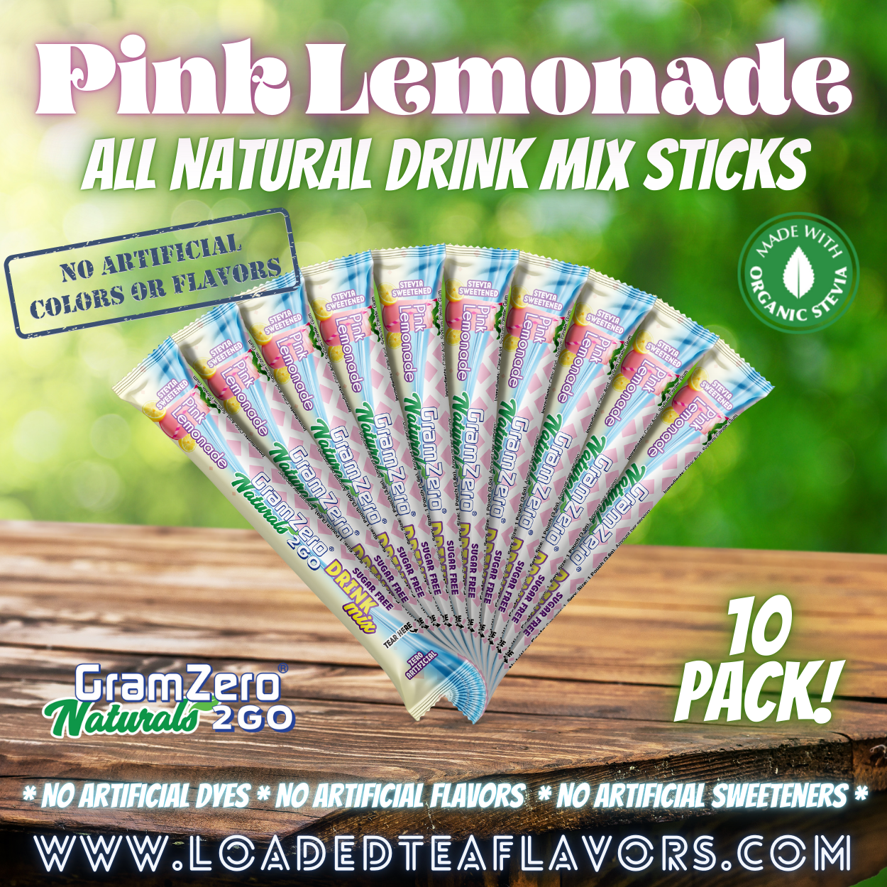 PINK LEMONADE ALL-NATURAL Stevia Water Flavor Packets 🍋 Sugar Free Flavoring Packets For Water & Loaded Tea Kits 🥤