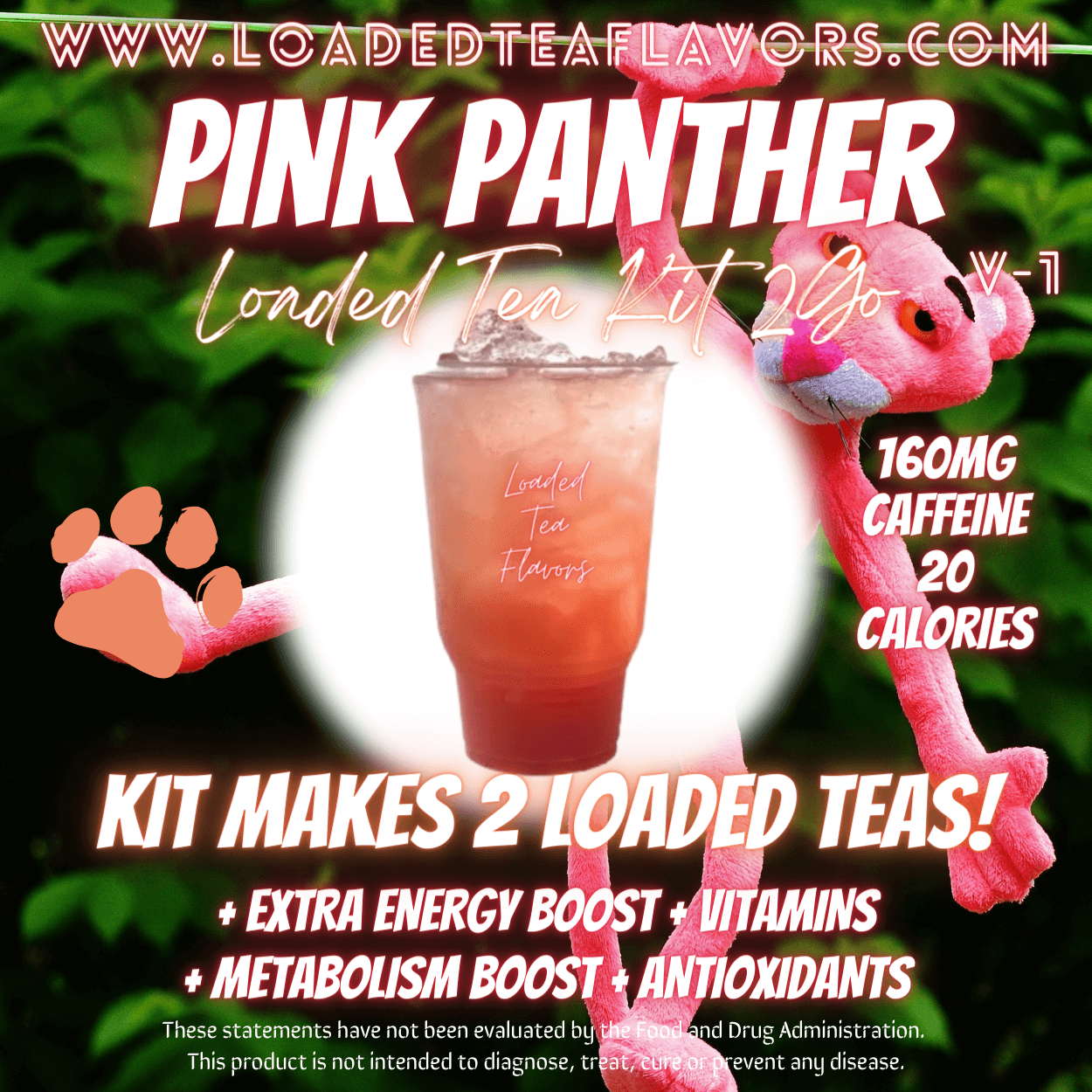 Pink Panther Flavored 💞 Loaded Tea Kit 2GO ~ Makes 2-32oz Teas