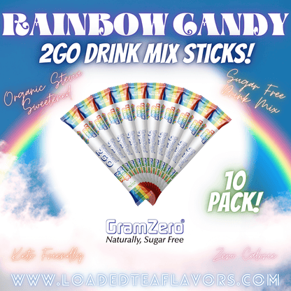 RAINBOW CANDY 2GO Sugar Free Drink Mix Sticks: 10 Pack 🌈 Flavor Loaded Teas