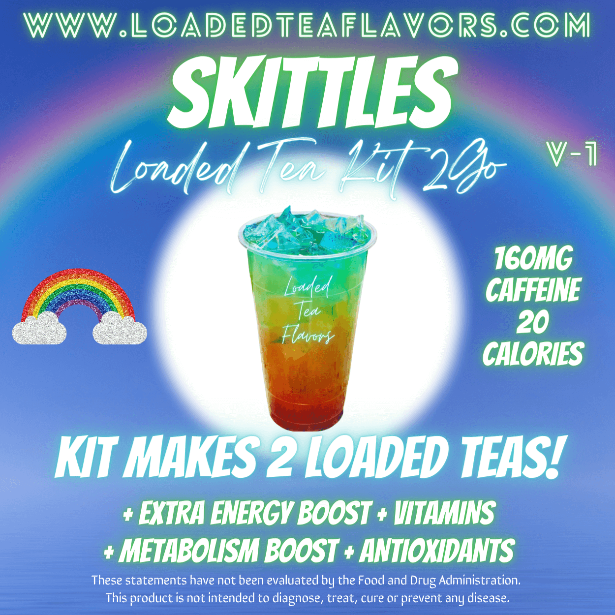 Skittles® Flavored 🍬 Loaded Tea Kit 2GO ~ Makes 2-32oz Teas