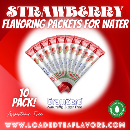 Strawberry Flavoring Packets For Water and Loaded Tea Kits Sugar Free Drink Mix Powder