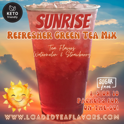 Sunrise Refresher Green Tea Keto Friendly Beverage Powder Packets Zero Carb Drink Mix 0 Calories Sugar Free