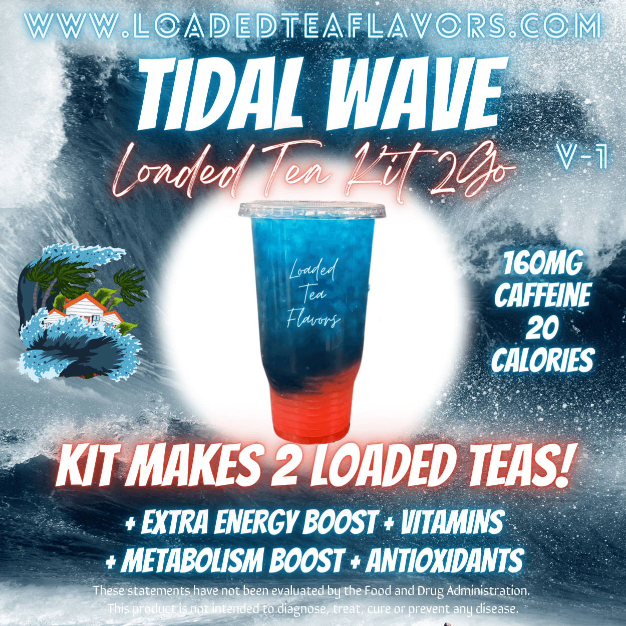 Tidal Wave Flavored 🌊🌊 Loaded Tea Kit 2GO ~ Makes 2-32oz Teas