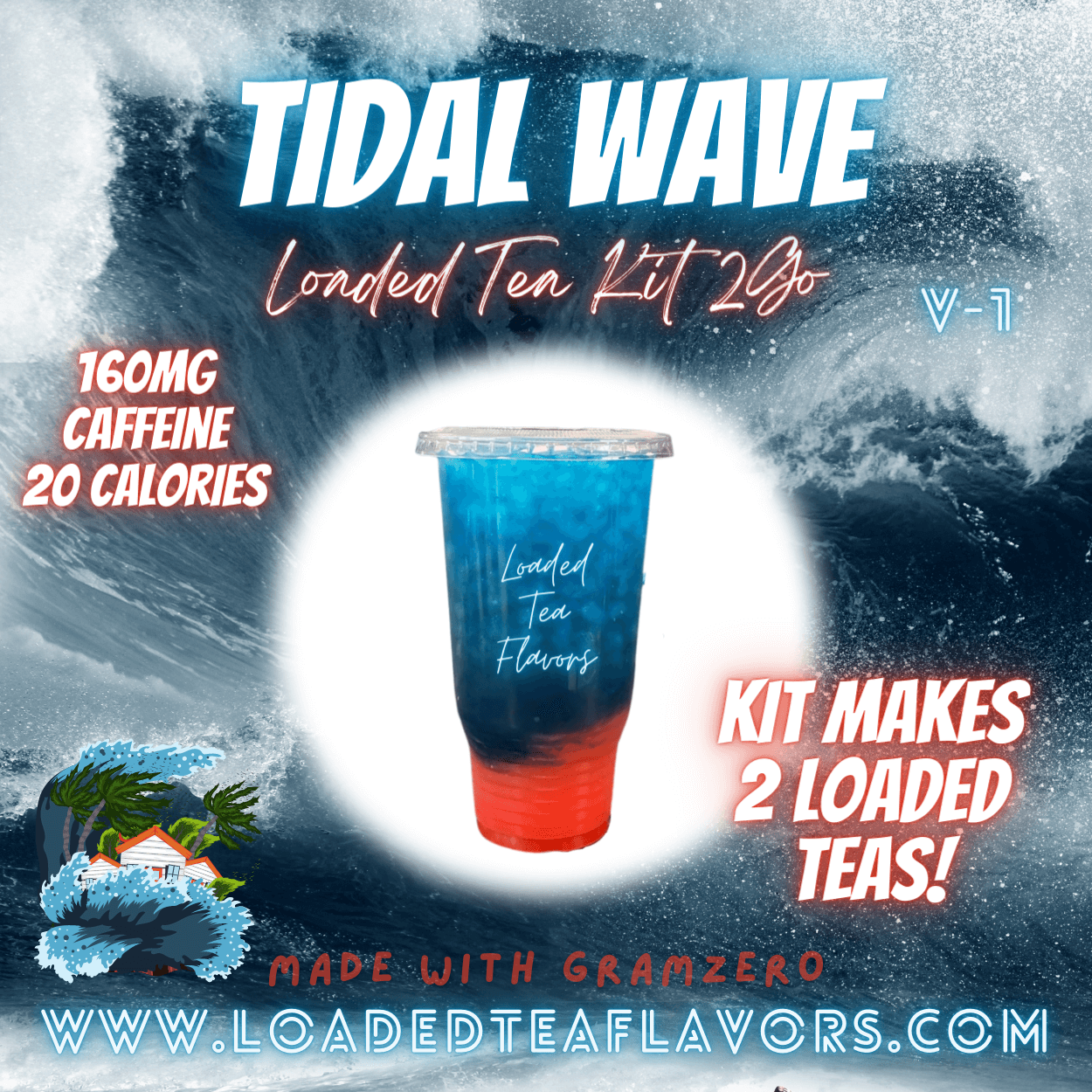 Tidal Wave Flavored 🌊🌊 Loaded Tea Kit 2GO ~ Makes 2-32oz Teas