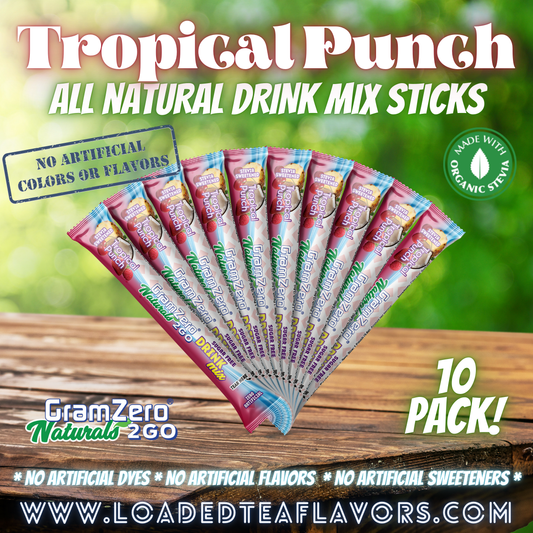 TROPICAL PUNCH ALL-NATURAL Stevia Water Flavor Packets 🏝️ Sugar Free Flavoring Packets For Water & Loaded Tea Kits 🥤