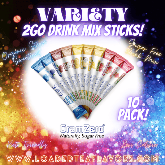 VARIETY 2GO Sugar Free Drink Mix Sticks: 10 Pack 🌈 Flavor Loaded Teas
